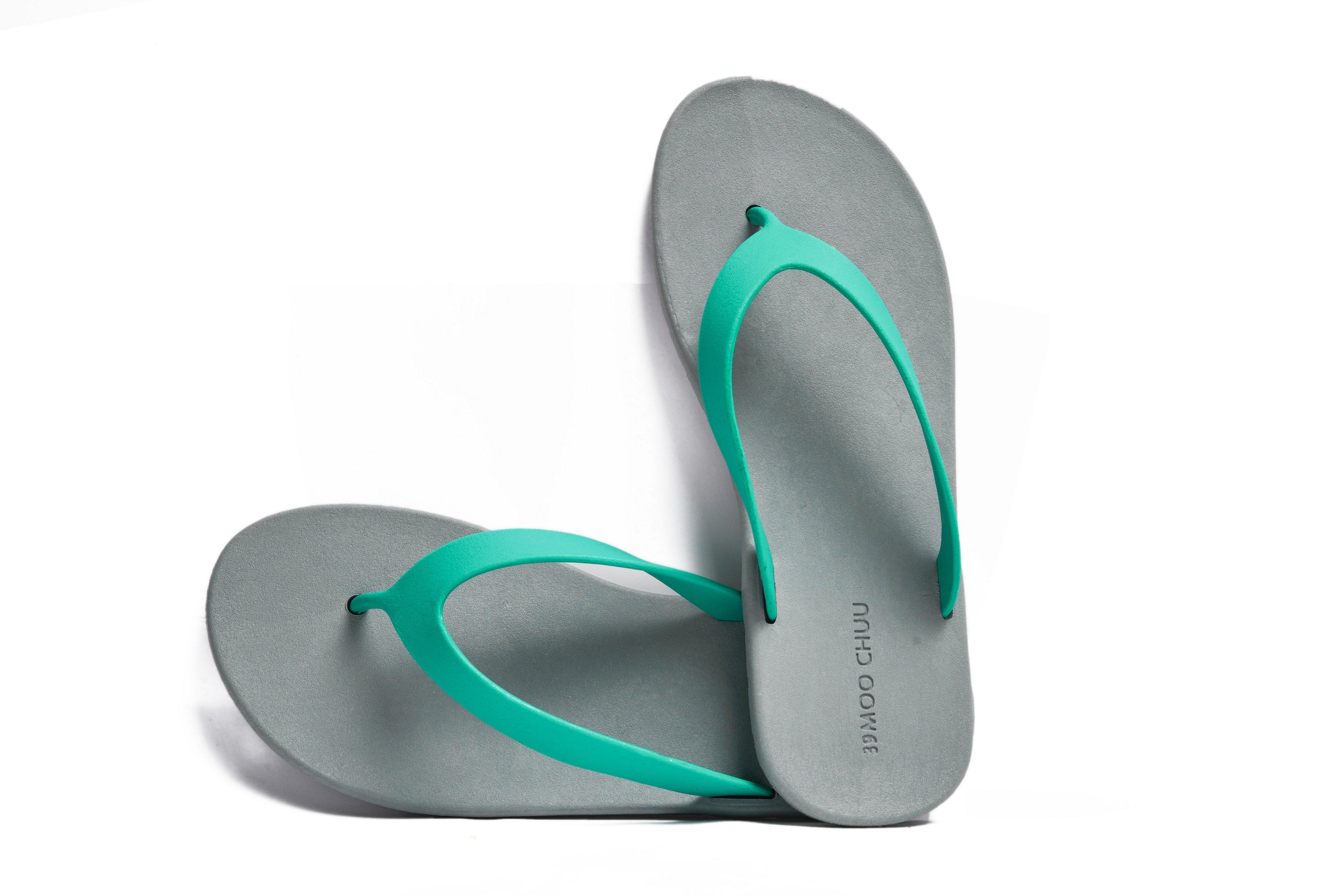 Flippy Grey Sole Green Strap - Moo Chuu India