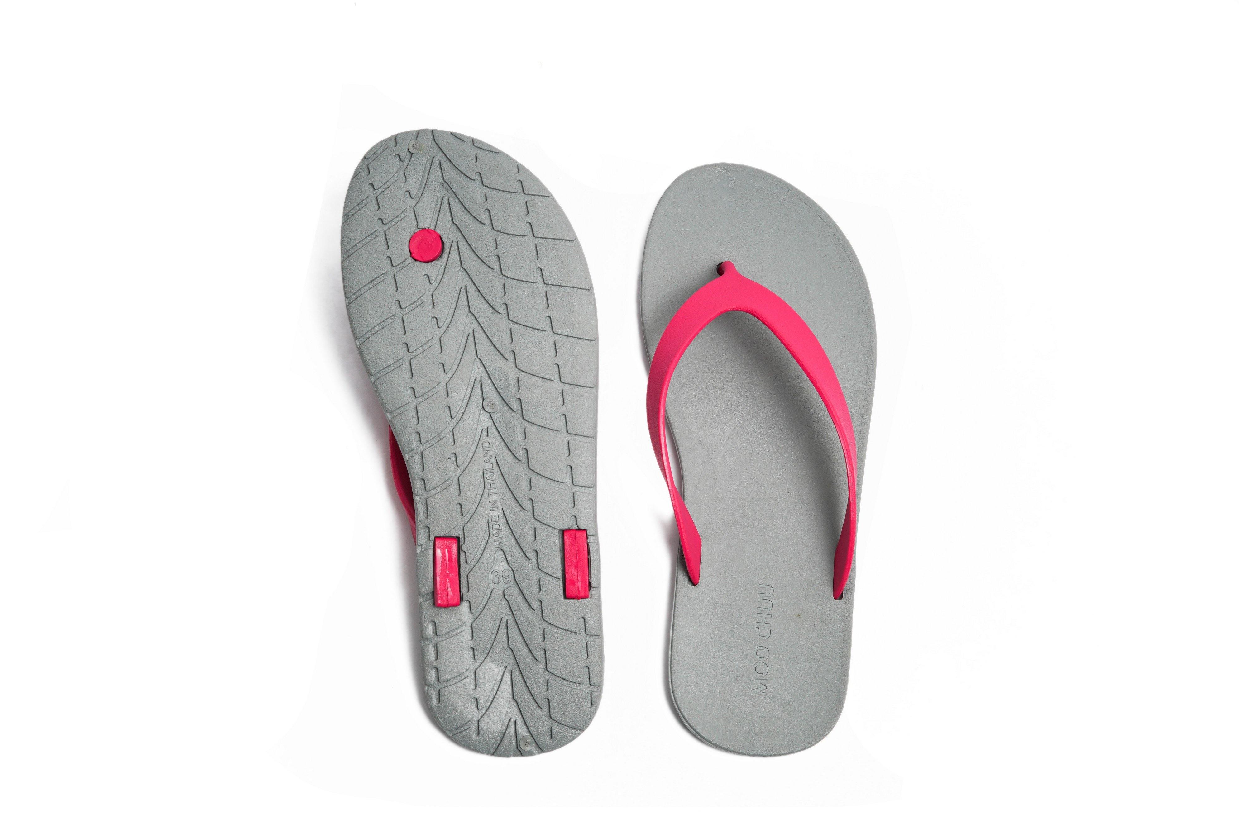 Flippy Grey Sole Pink Strap - Moo Chuu India