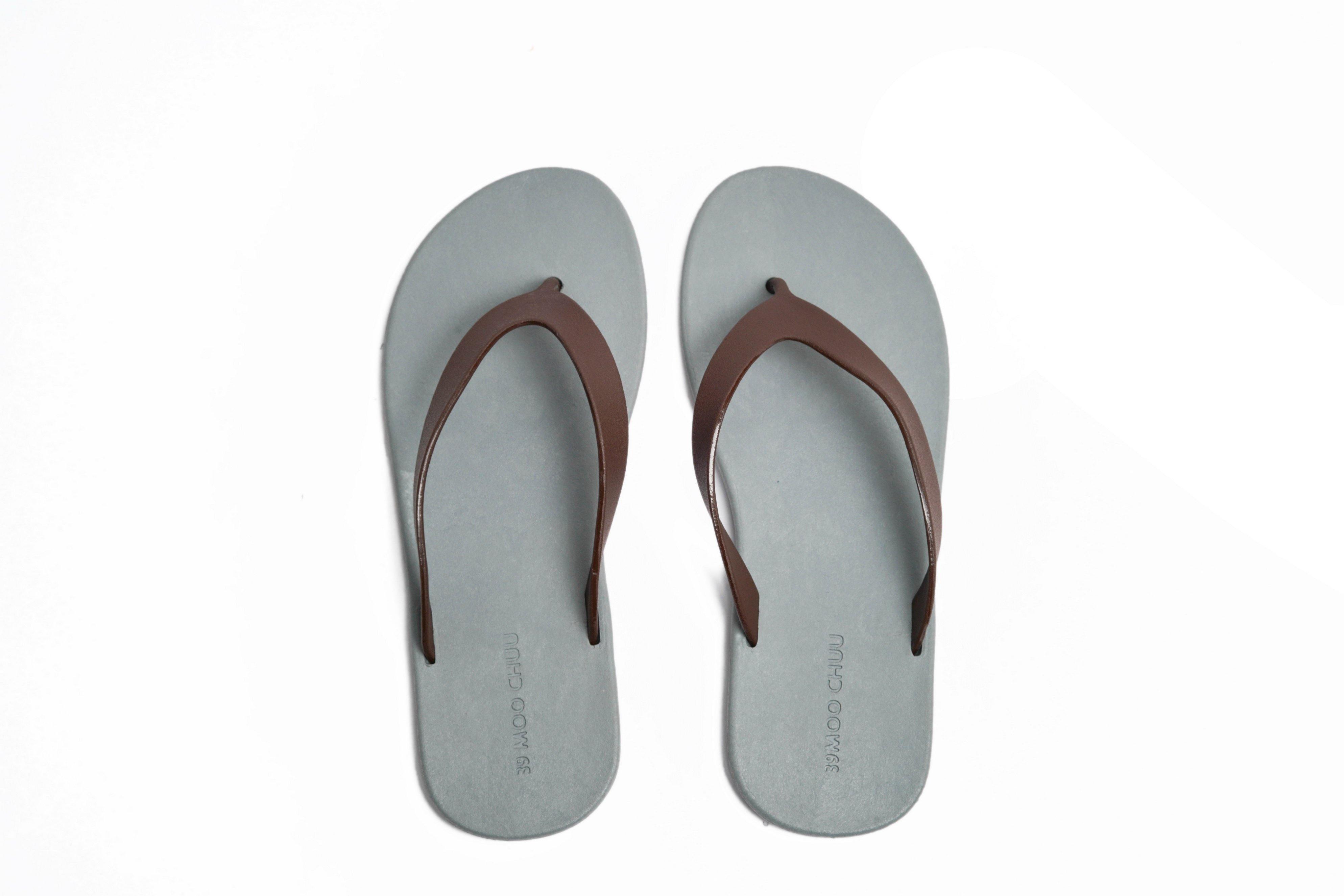 Flippy Grey Sole Brown Strap - Moo Chuu India