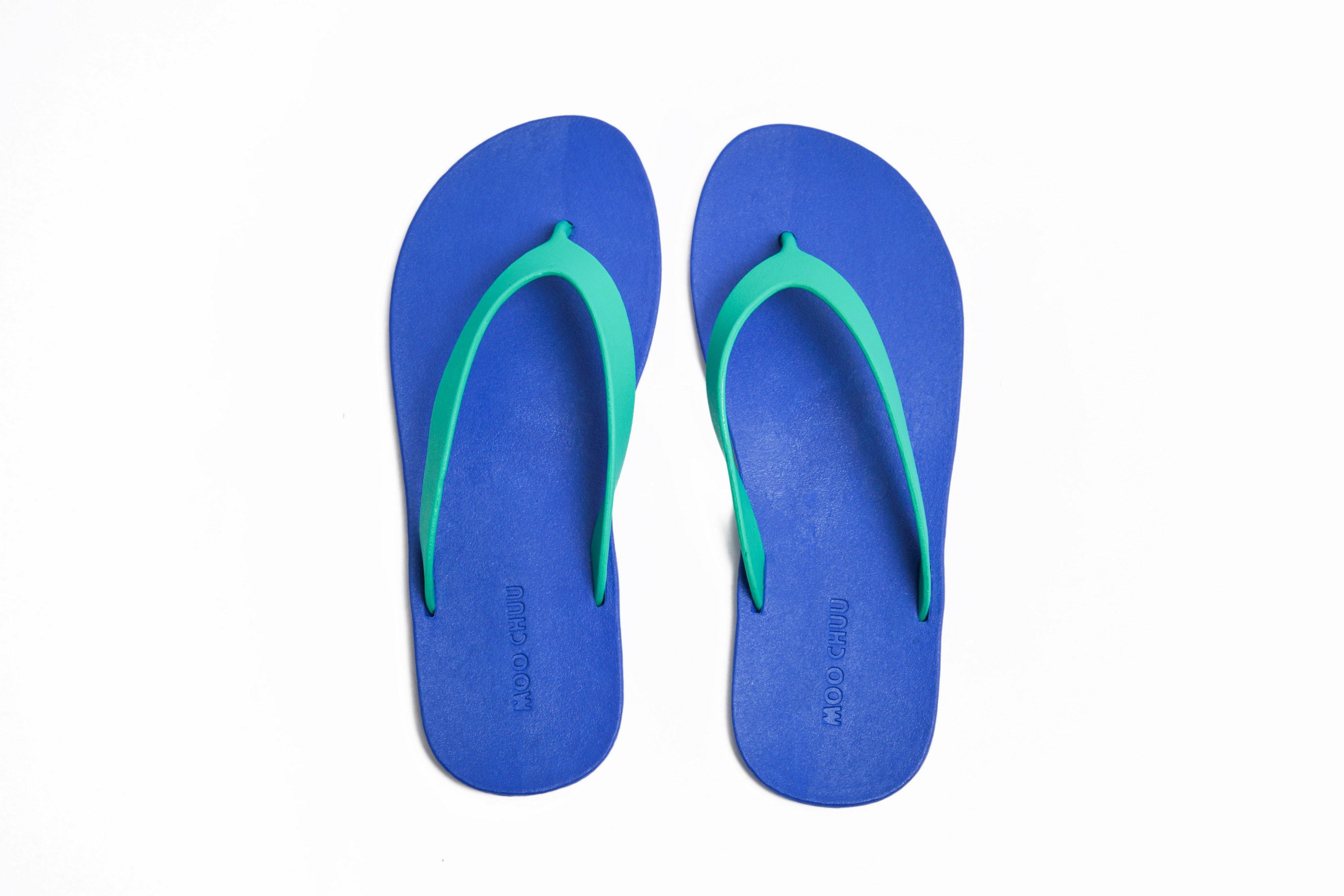 Flippy Blue Sole Green Strap - Moo Chuu India