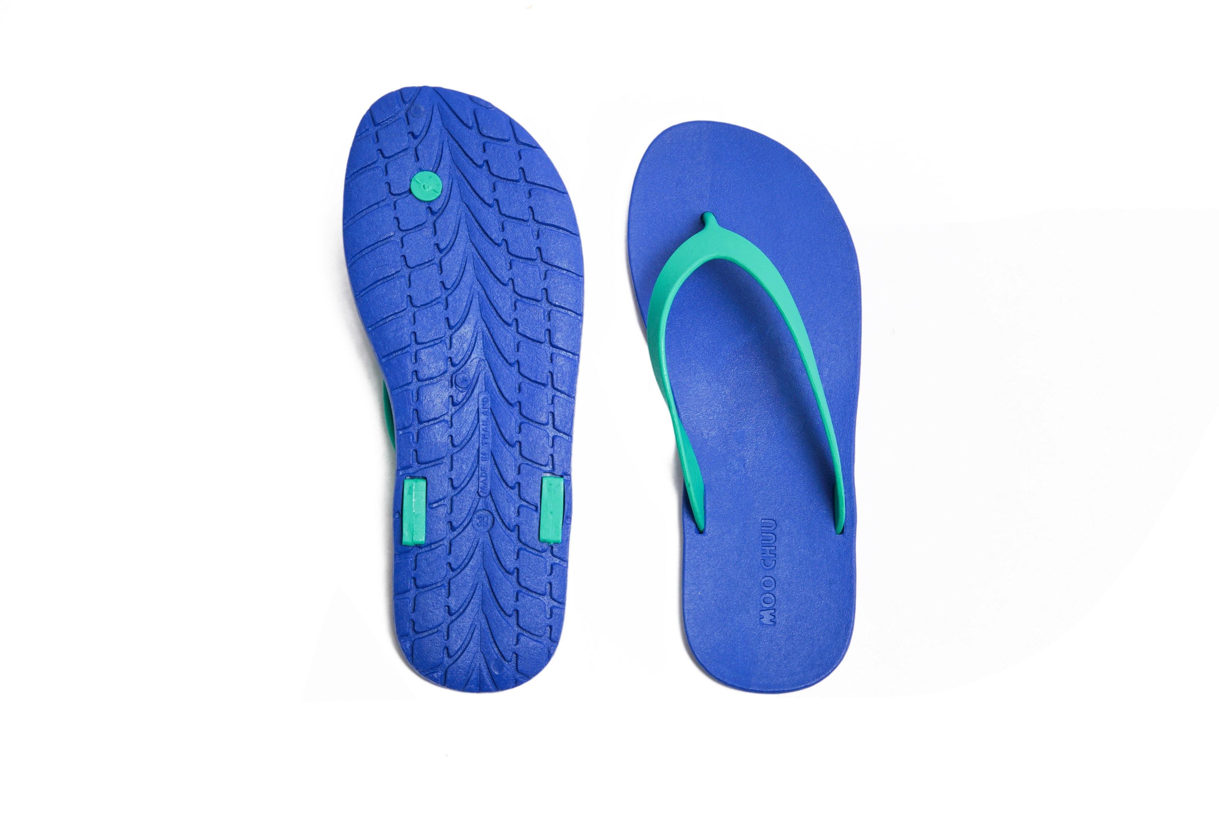 Flippy Blue Sole Green Strap - Moo Chuu India