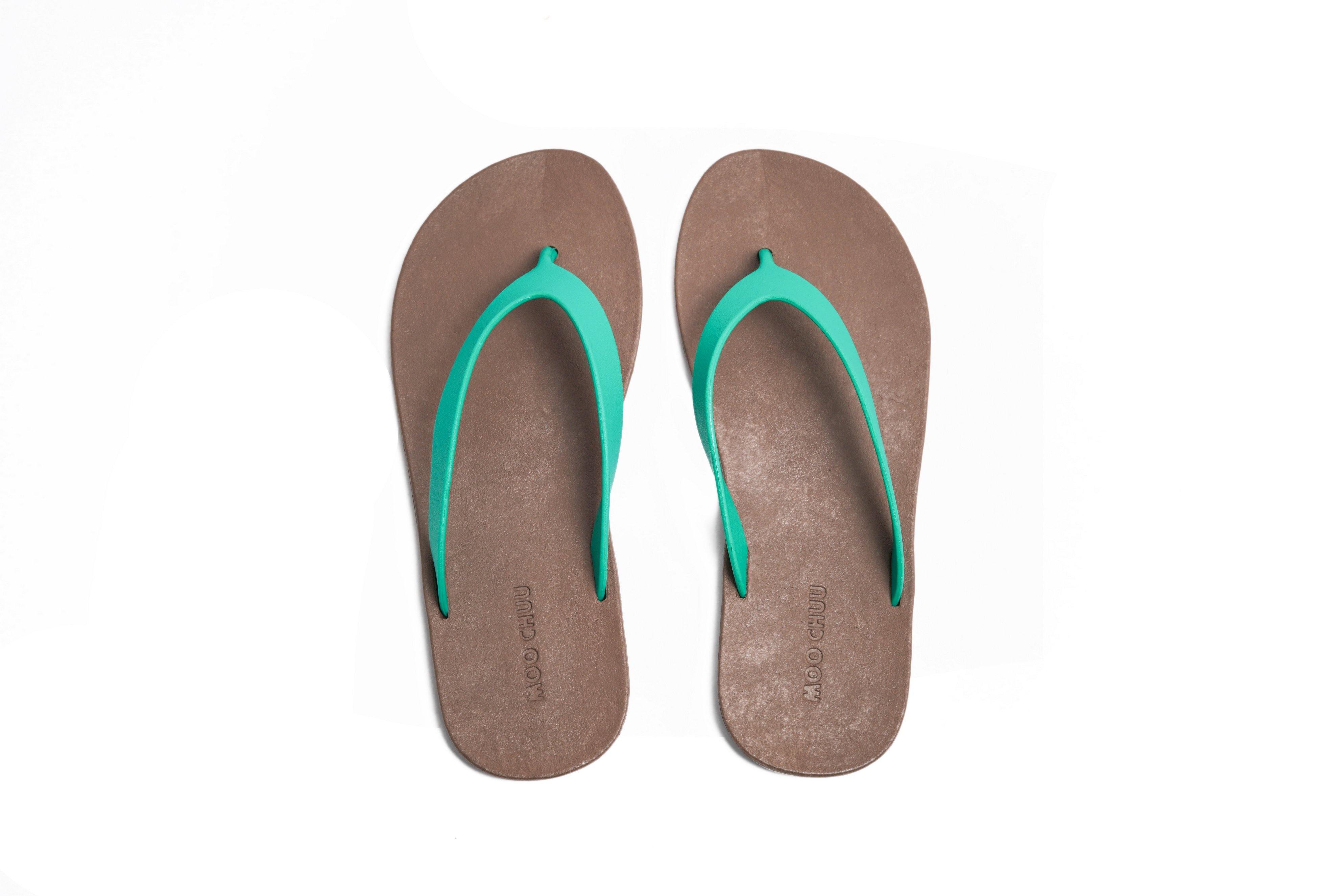 Flippy Brown Sole Green Strap - Moo Chuu India
