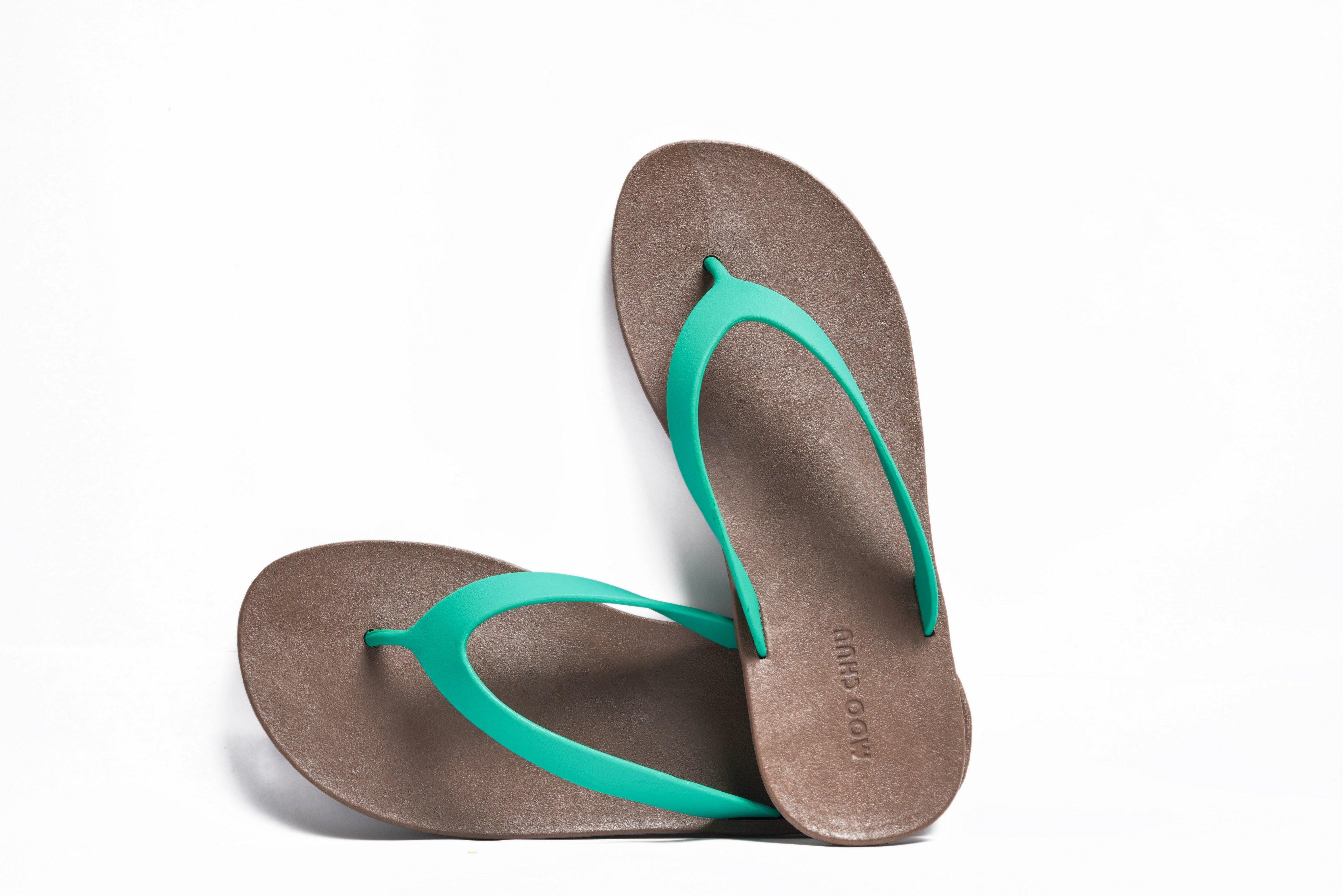 Flippy Brown Sole Green Strap - Moo Chuu India