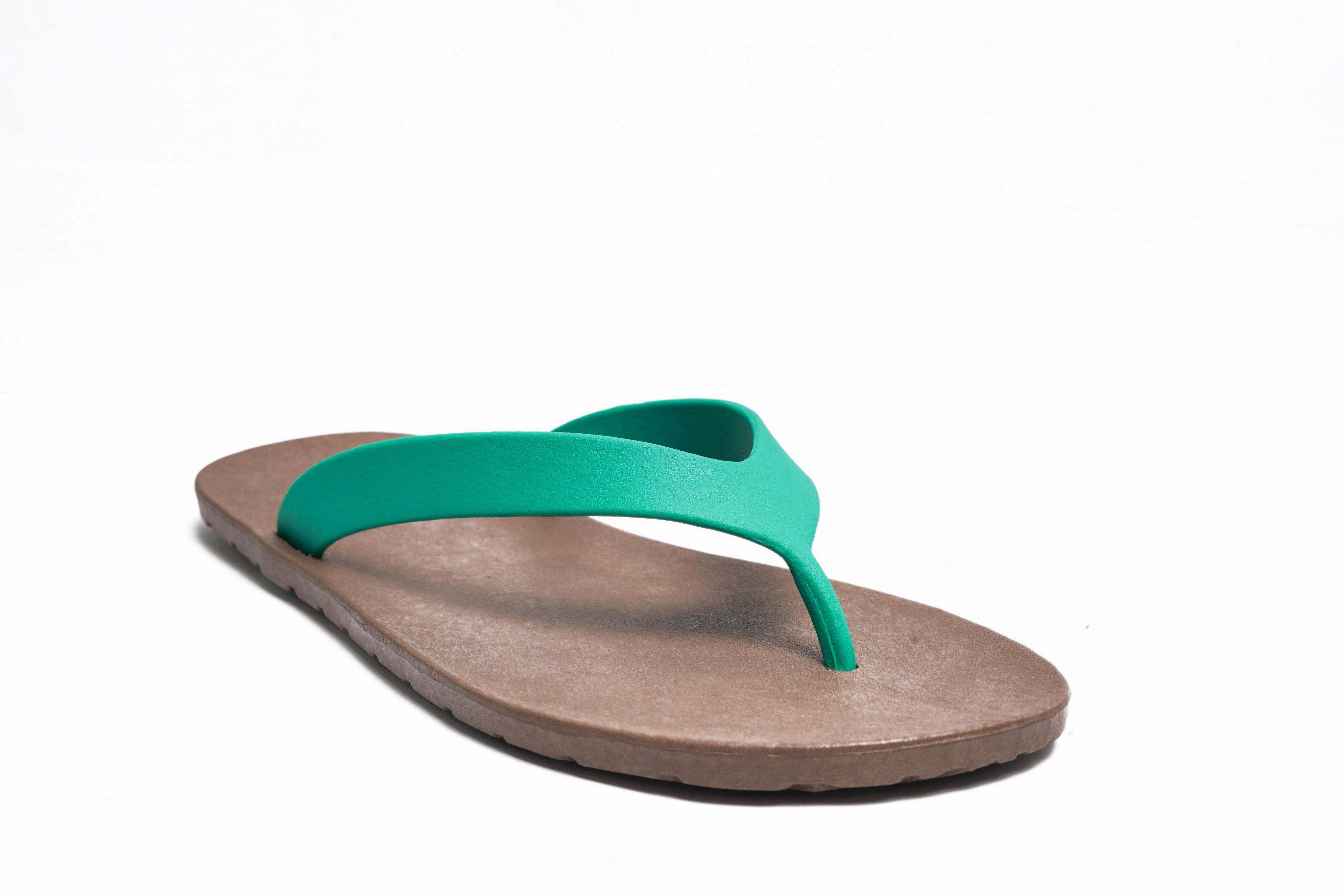 Flippy Brown Sole Green Strap - Moo Chuu India