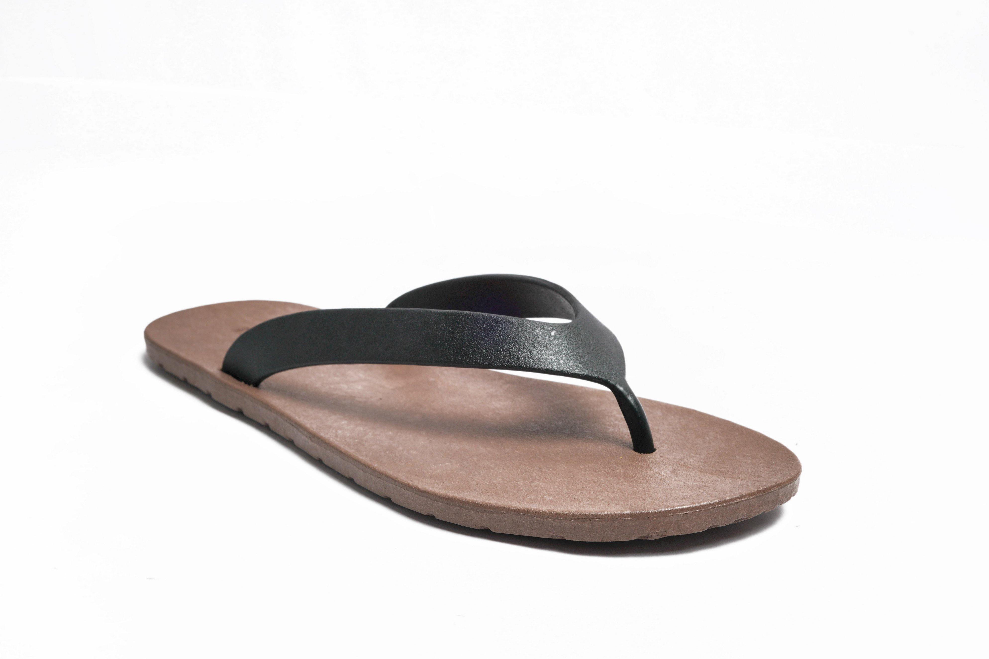 Flippy Brown Sole Black Strap - Moo Chuu India