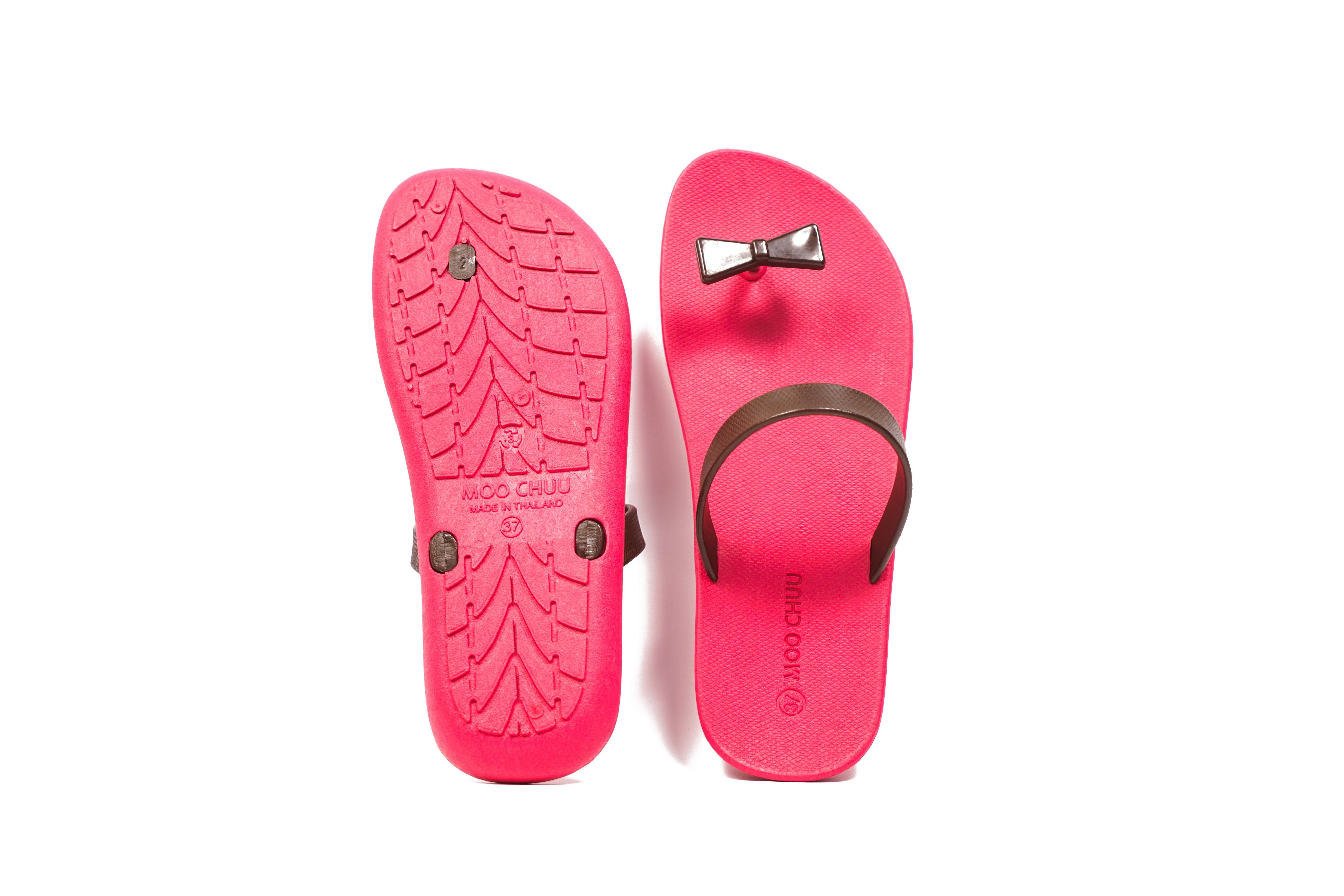 Sweety Bow Pink Sole Brown Strap