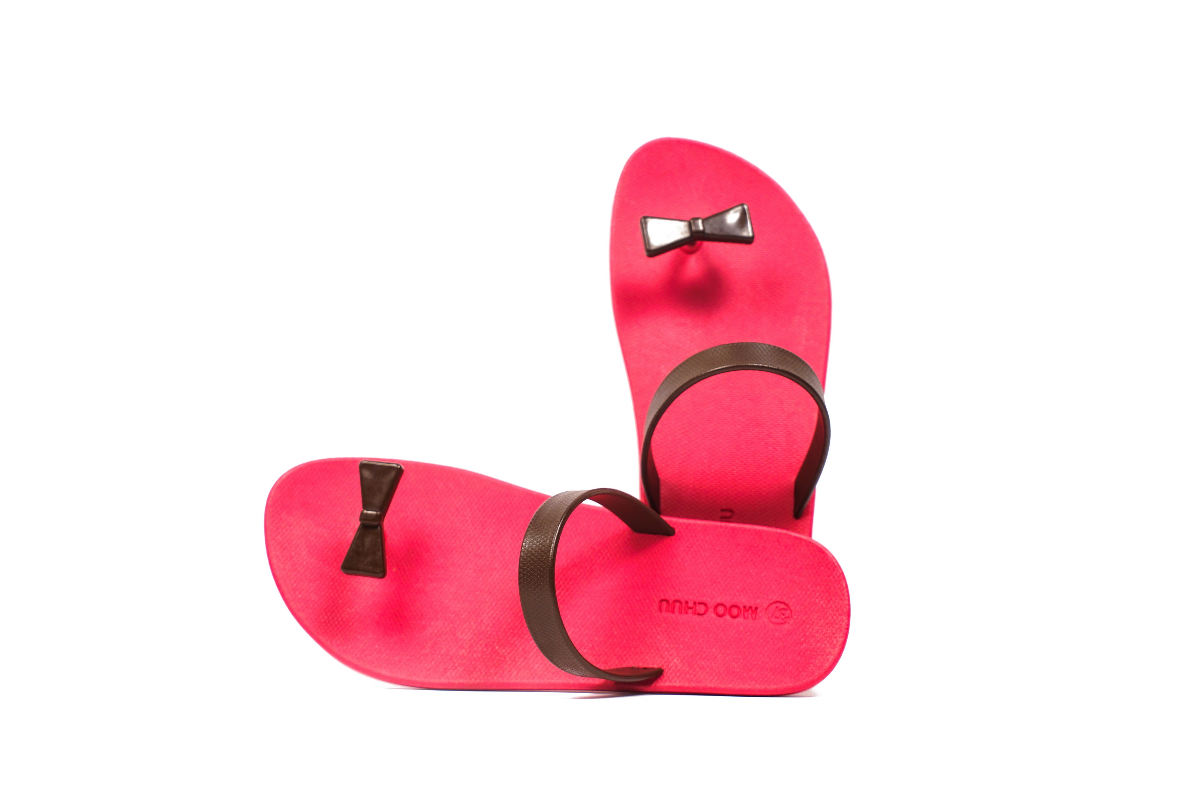 Sweety Bow Pink Sole Brown Strap