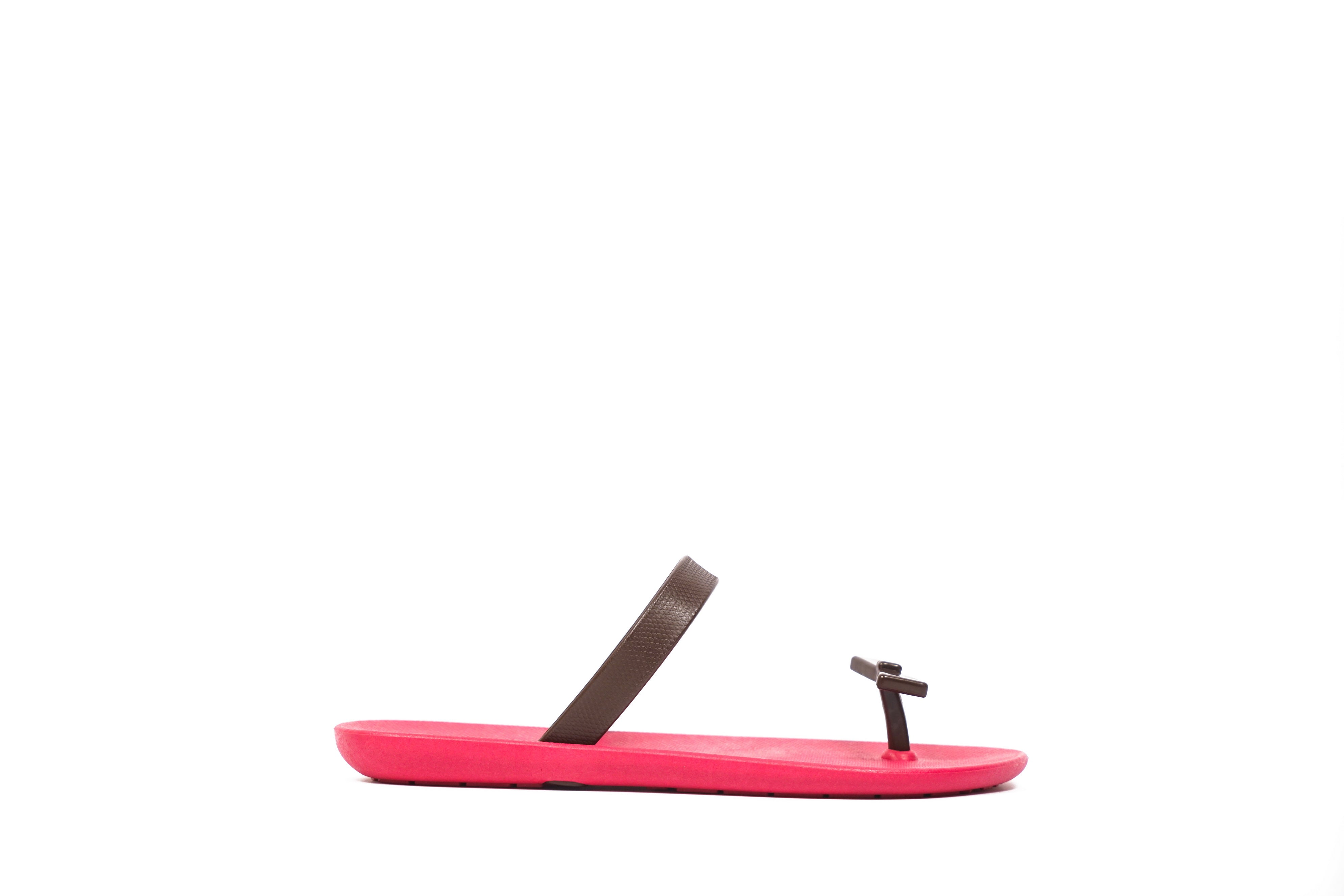 Sweety Bow Pink Sole Brown Strap