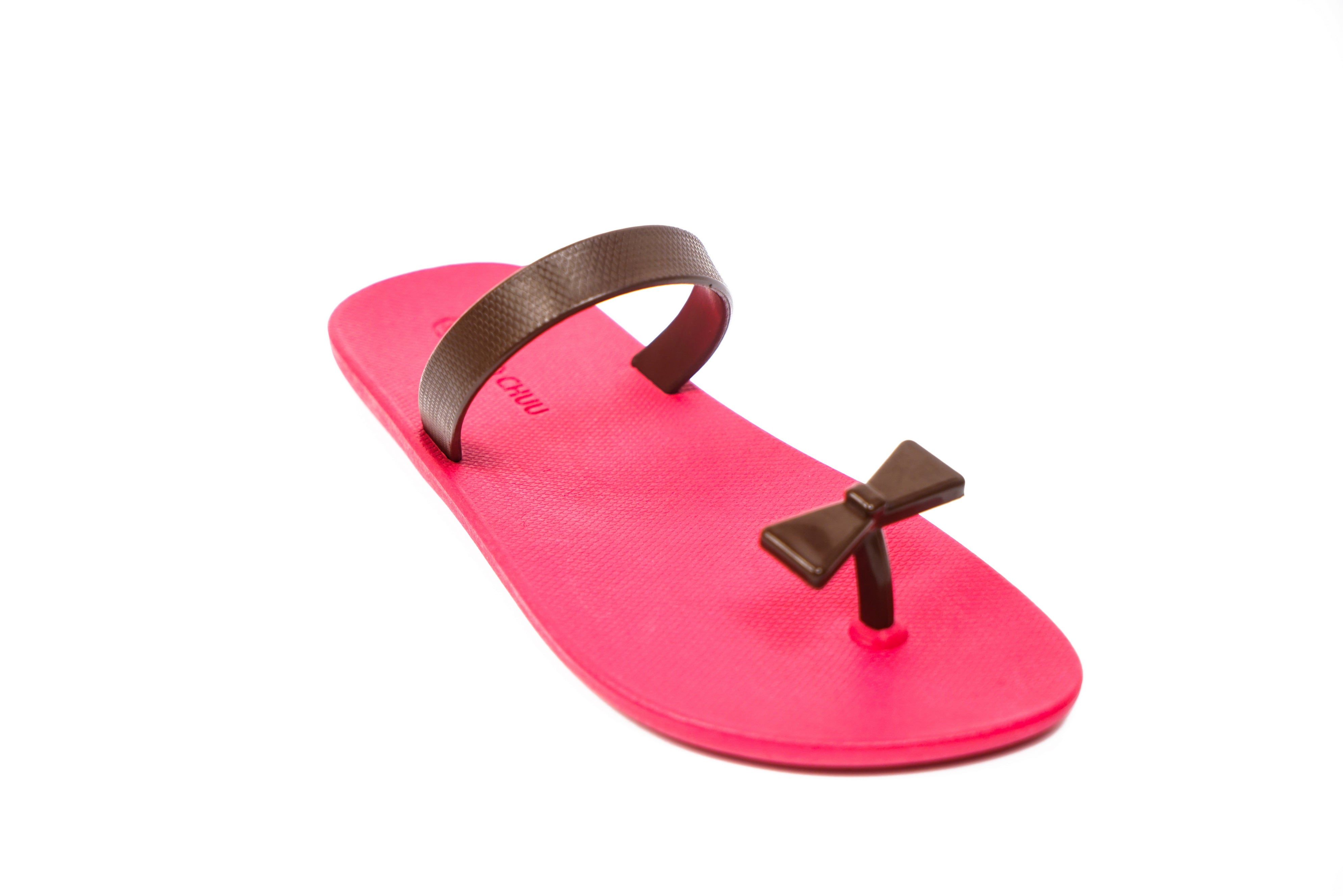 Sweety Bow Pink Sole Brown Strap