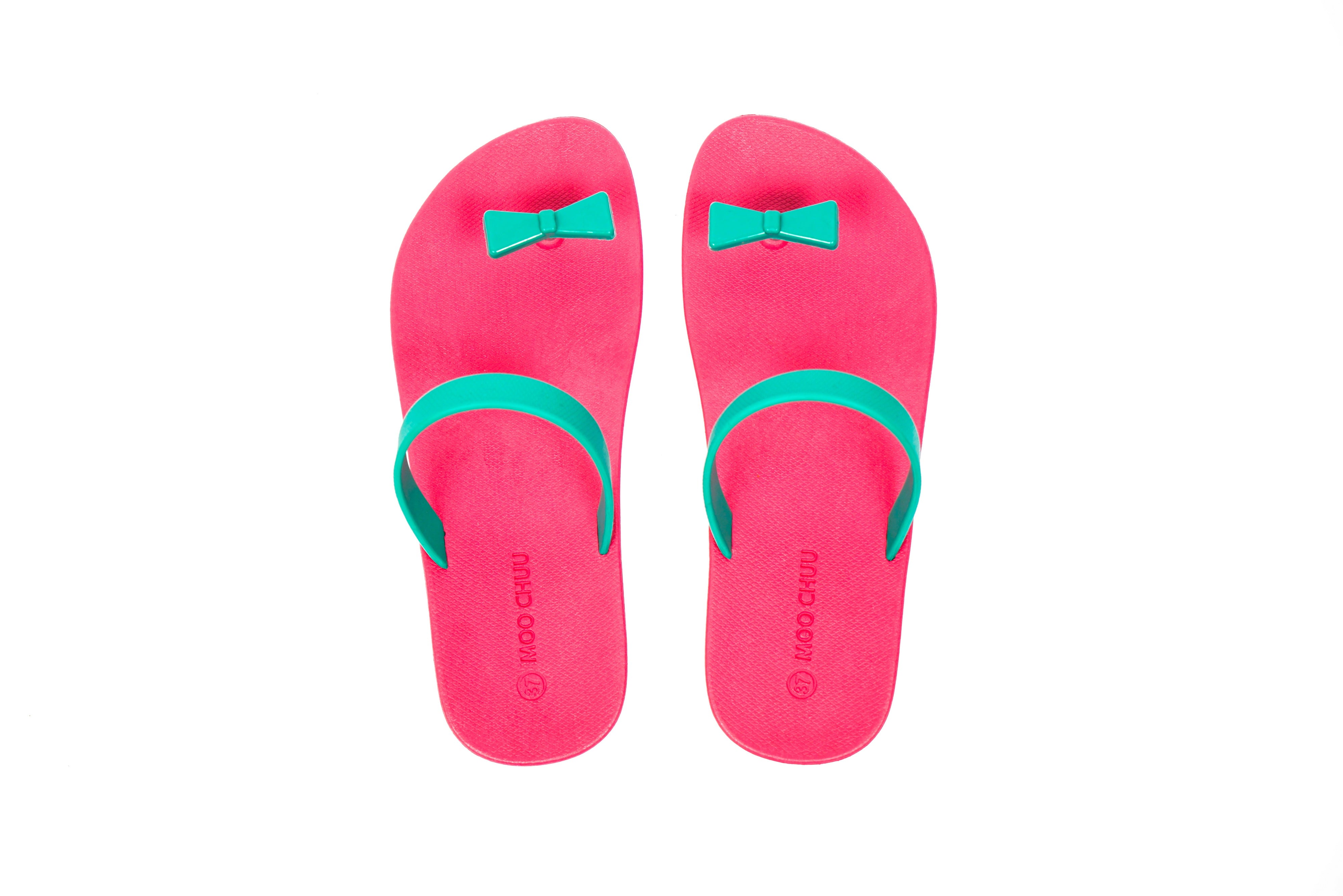 Sweety Bow Pink Sole Green Strap