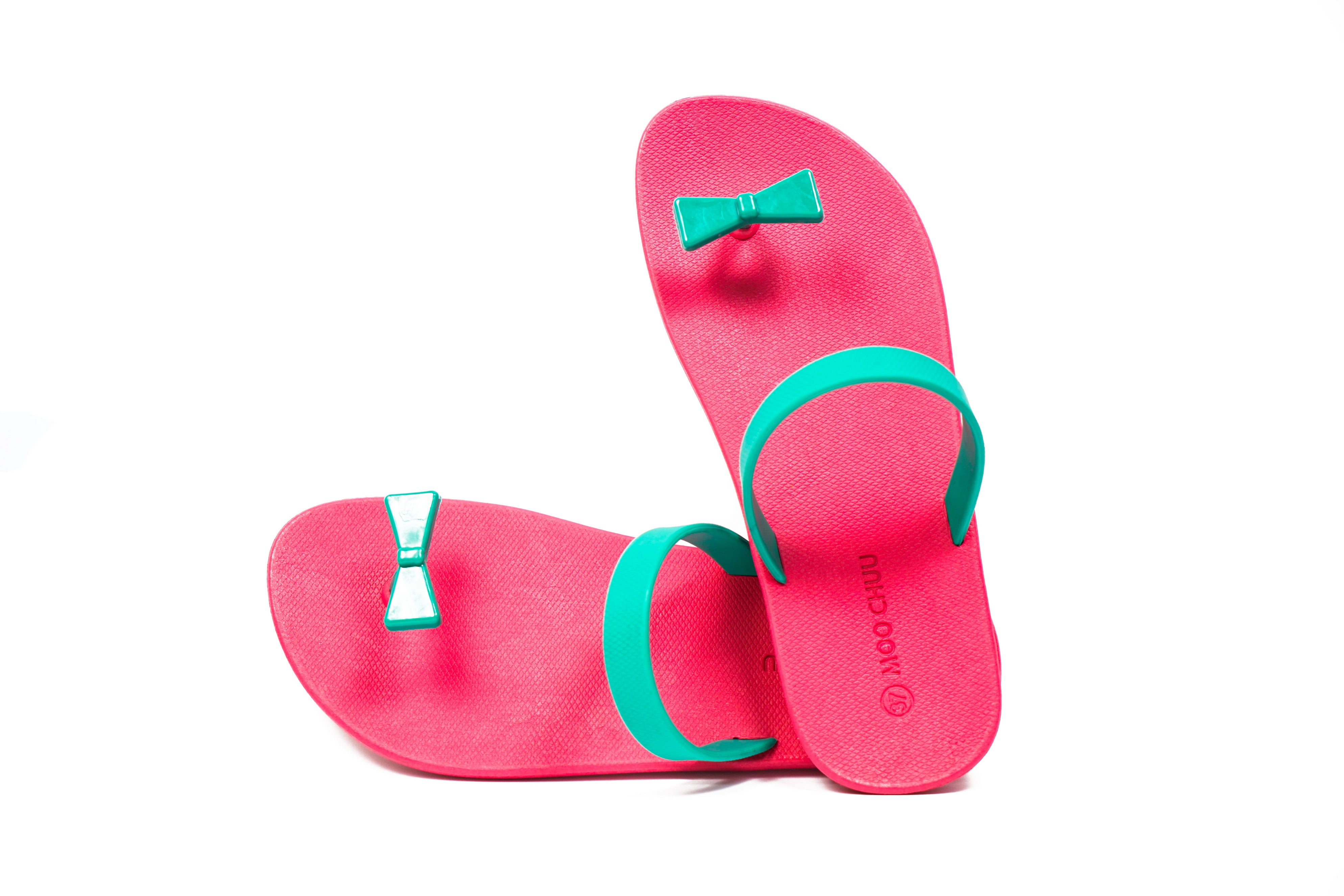 Sweety Bow Pink Sole Green Strap