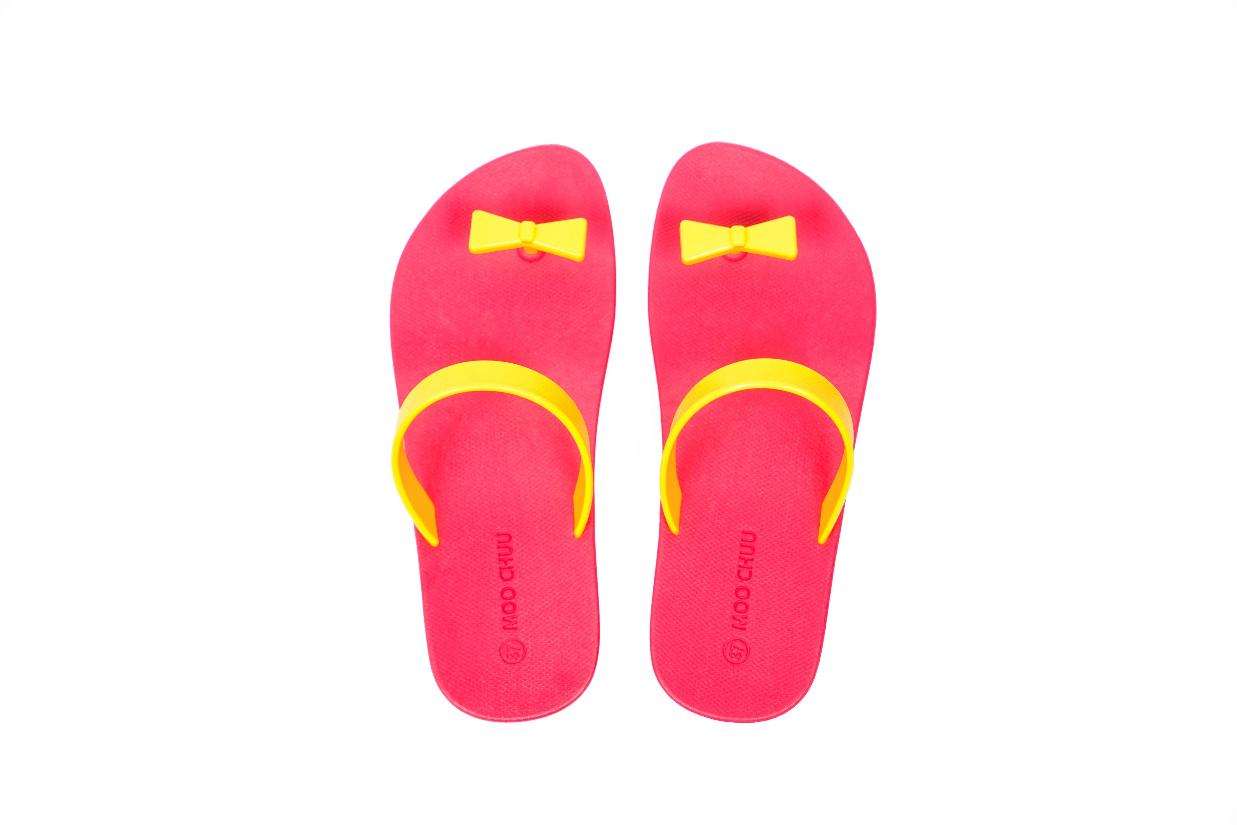 Sweety Bow Pink Sole Yellow Strap