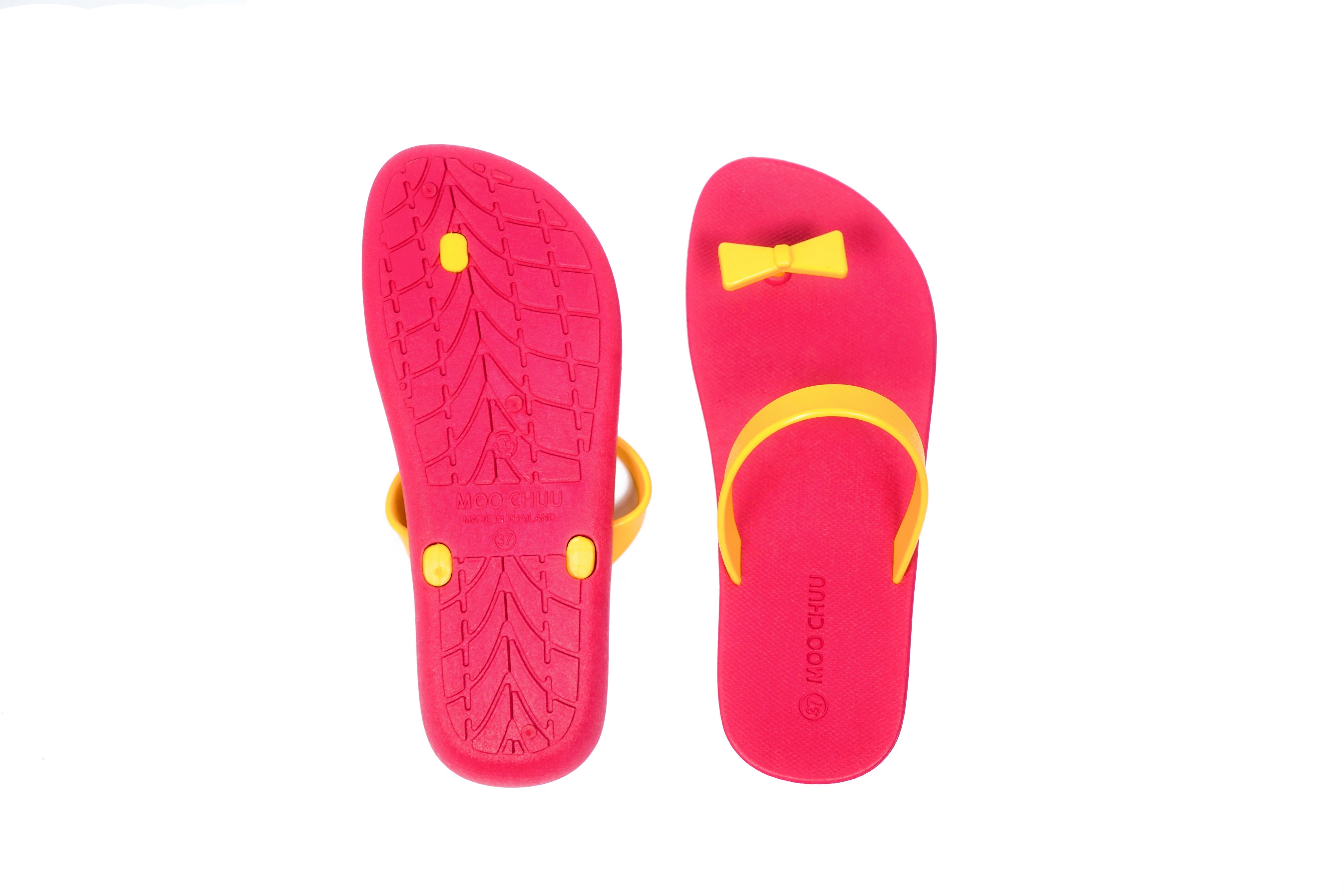 Sweety Bow Pink Sole Yellow Strap