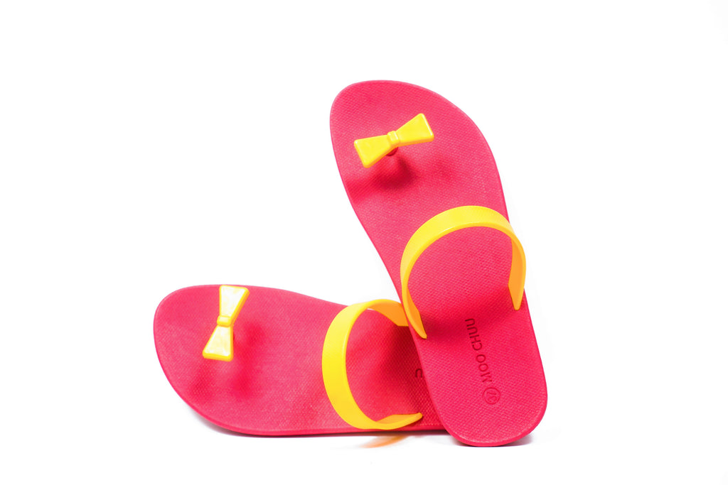 Sweety Bow Pink Sole Yellow Strap