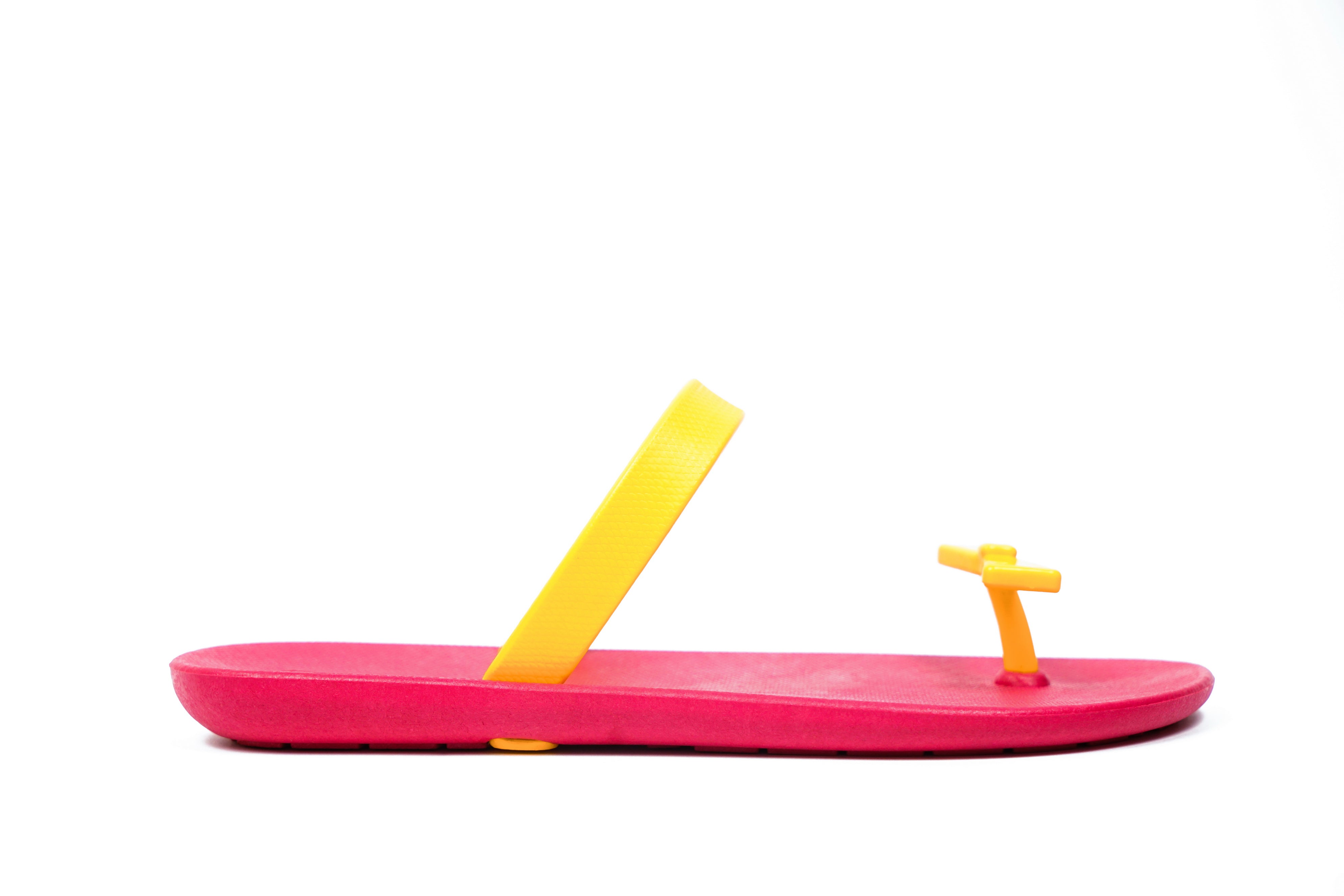 Sweety Bow Pink Sole Yellow Strap
