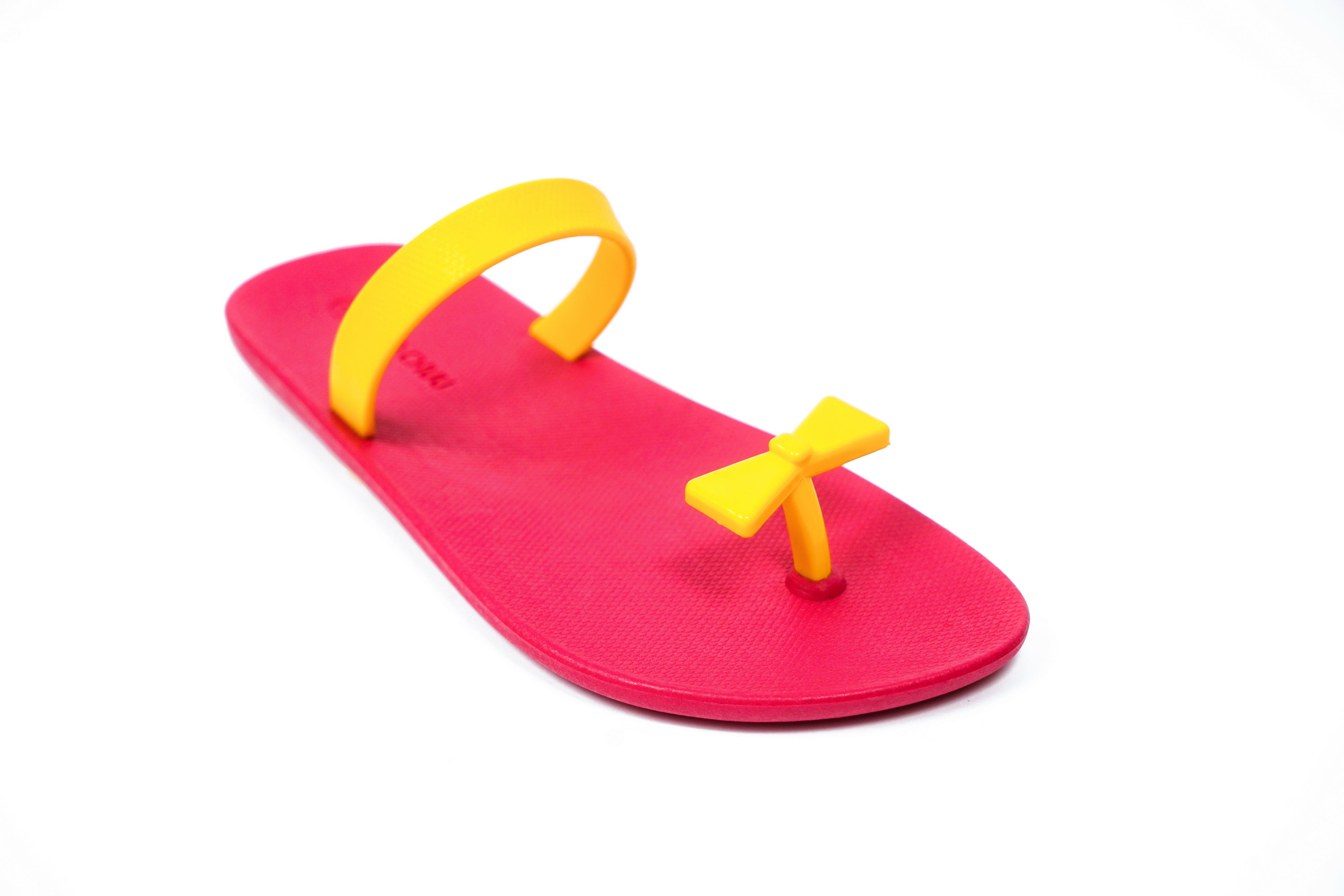Sweety Bow Pink Sole Yellow Strap