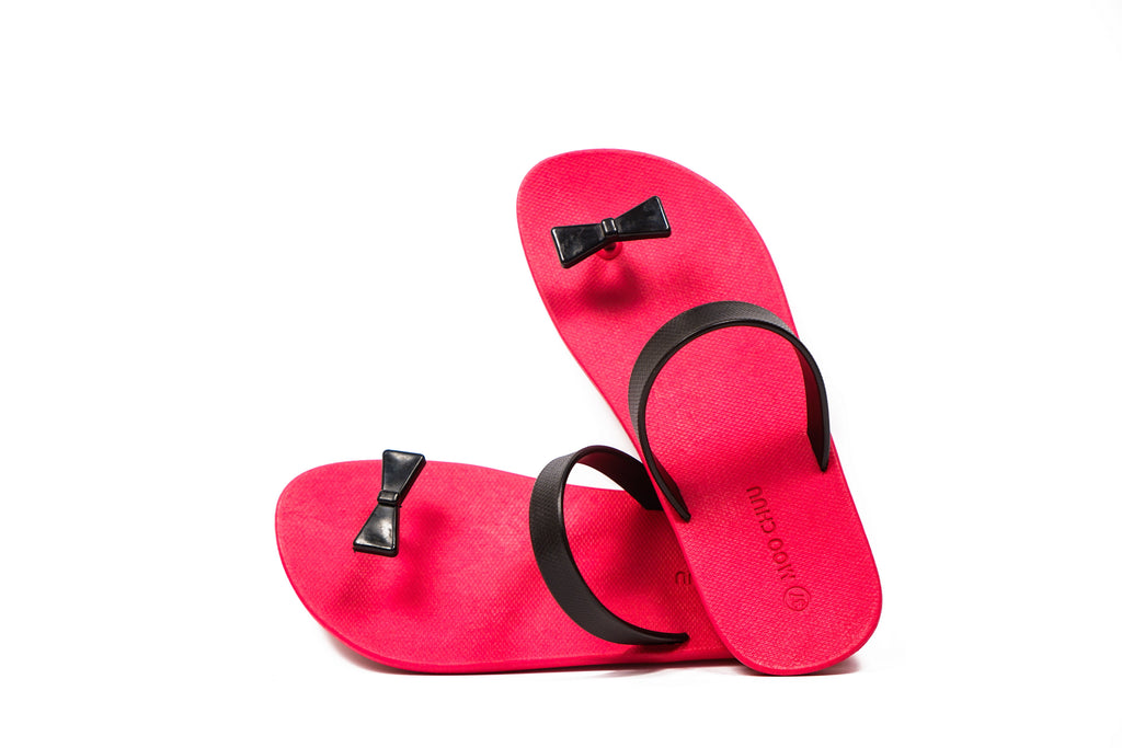 Sweety Bow Pink Sole Black Strap