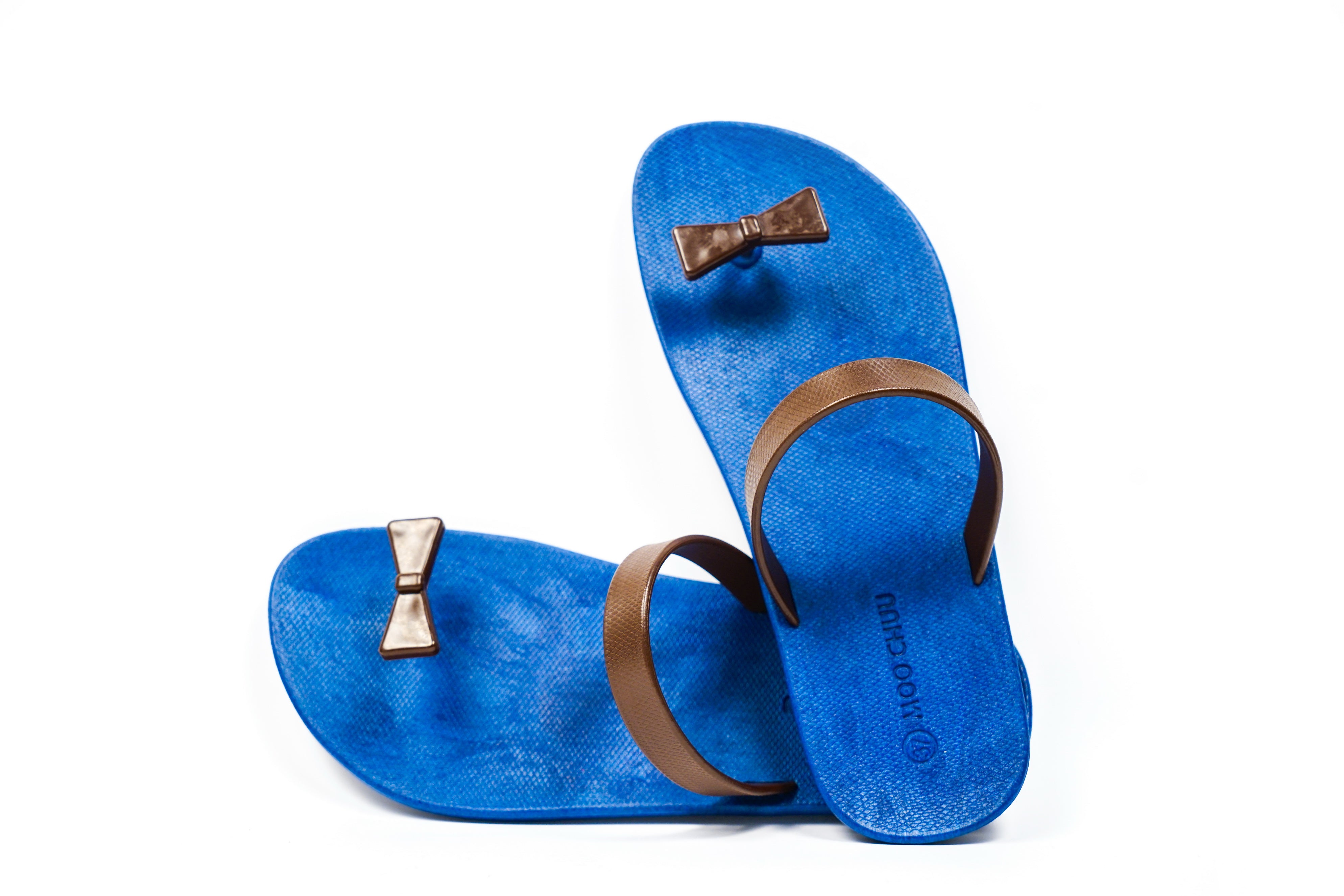 Sweety Bow Blue Sole Brown Strap