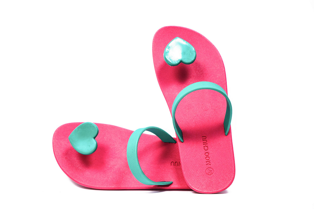 Sweety Heart Pink Sole Green Strap