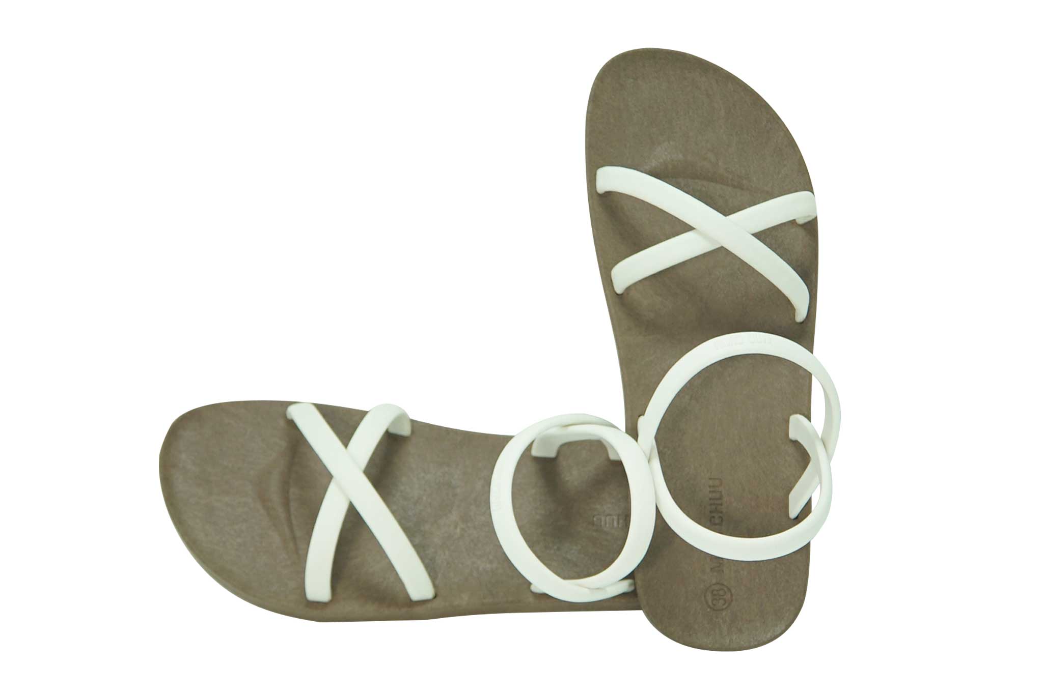 Cross Slim Brown Sole White Strap