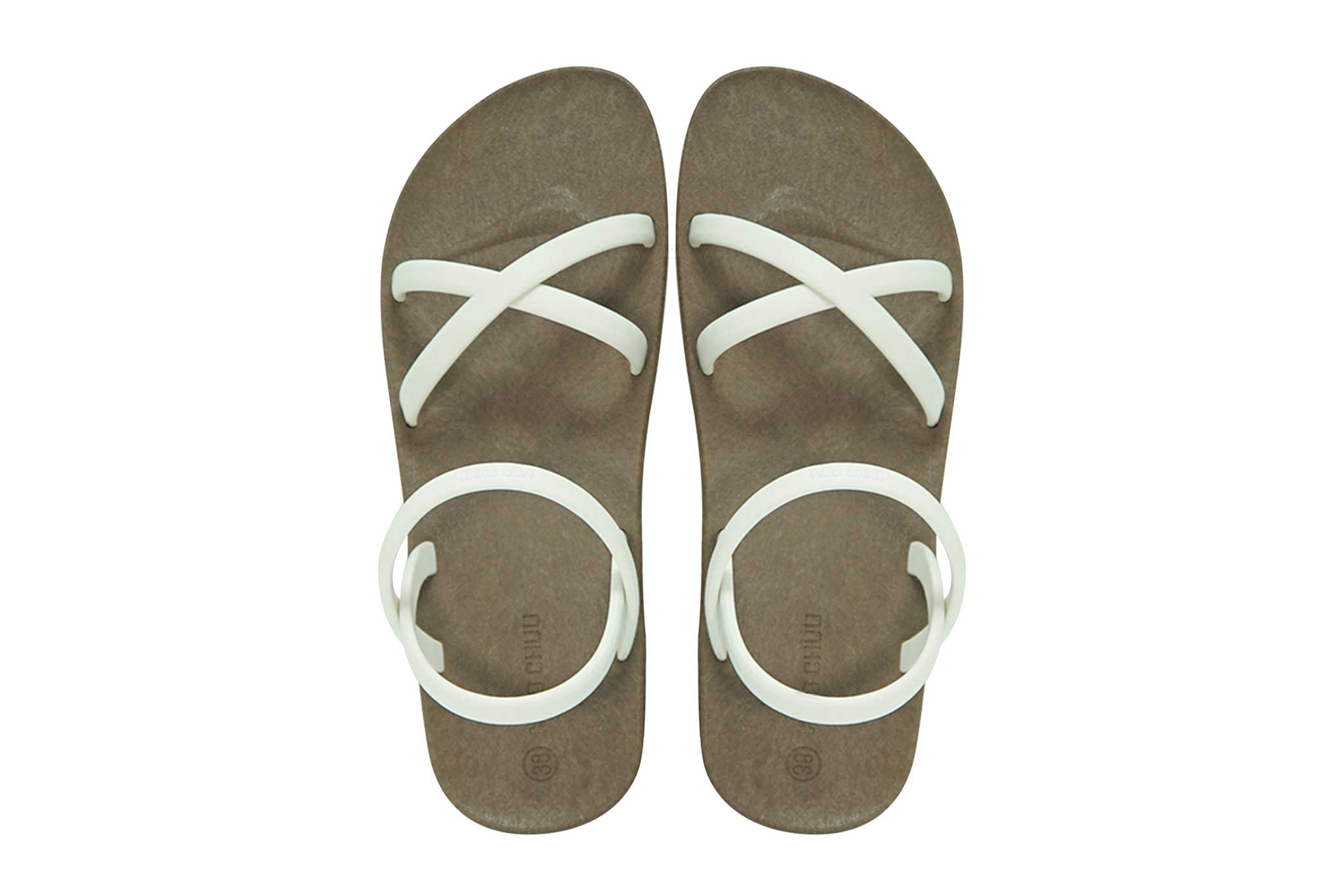 Cross Slim Brown Sole White Strap