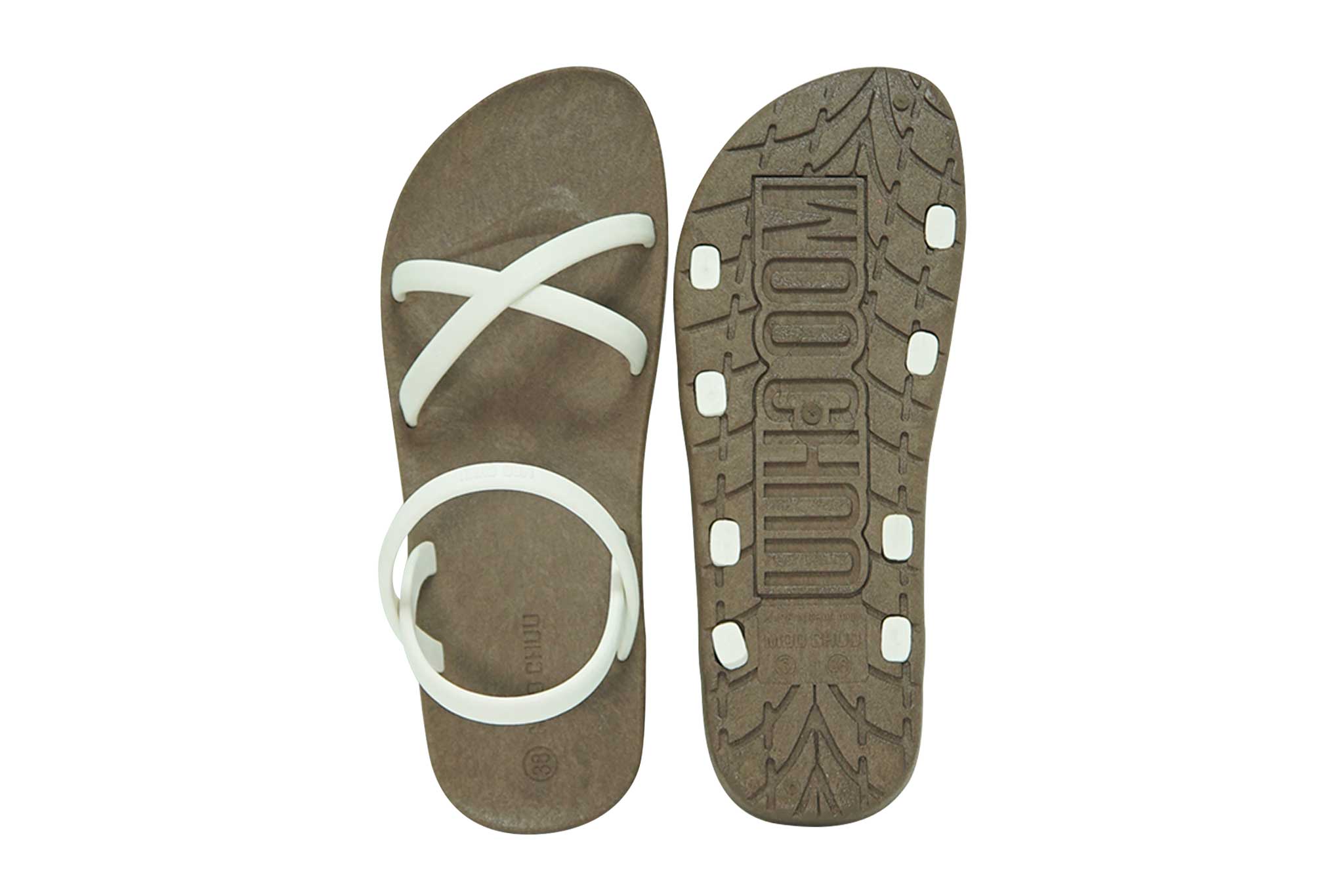 Cross Slim Brown Sole White Strap