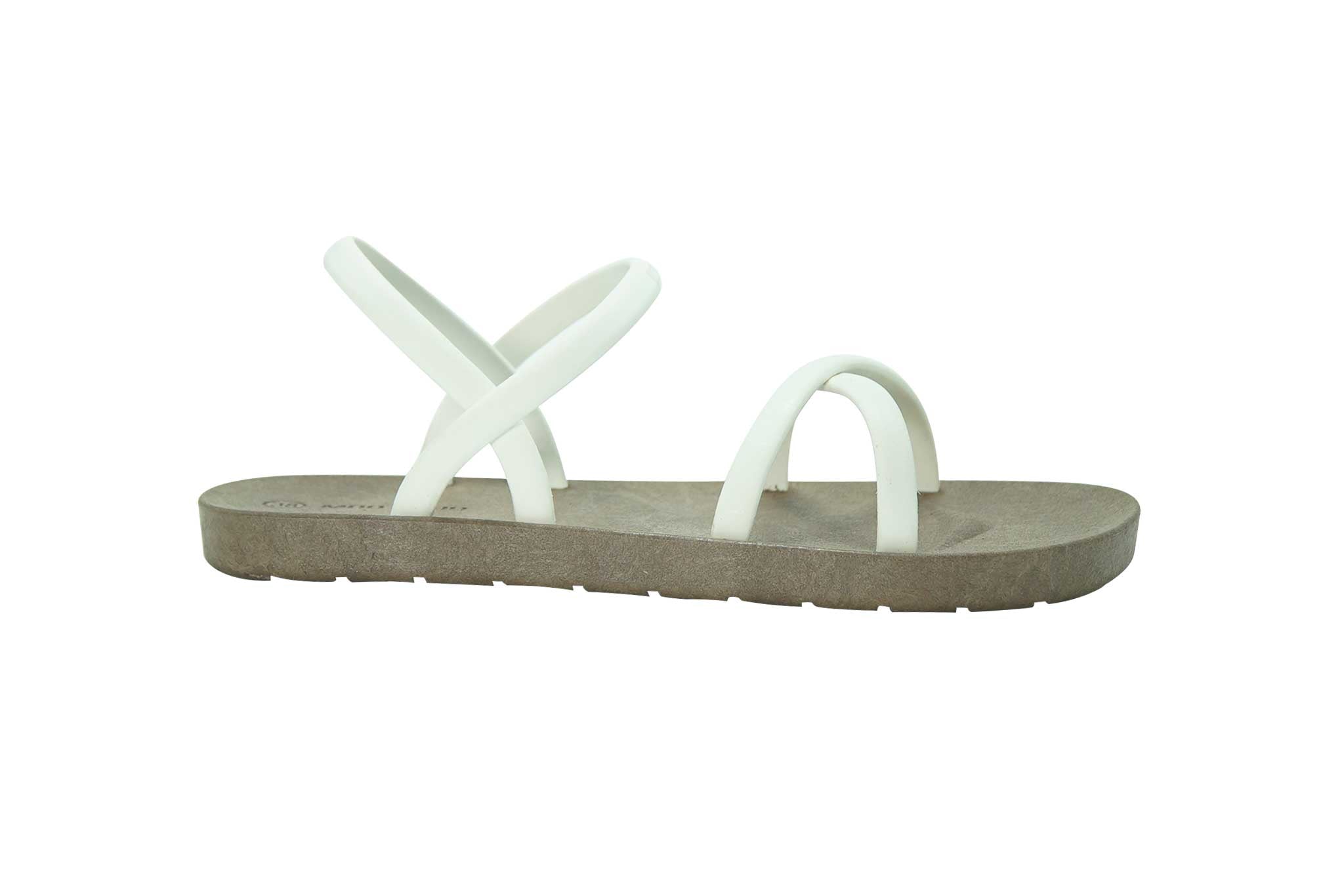 Cross Slim Brown Sole White Strap