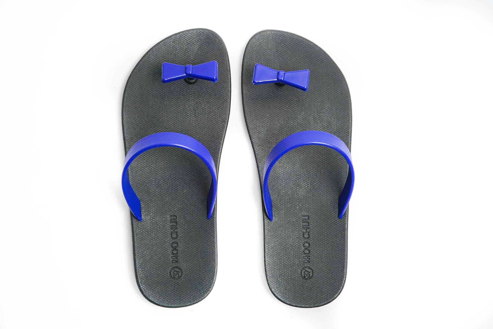 Sweety Bow Black Sole Blue Strap